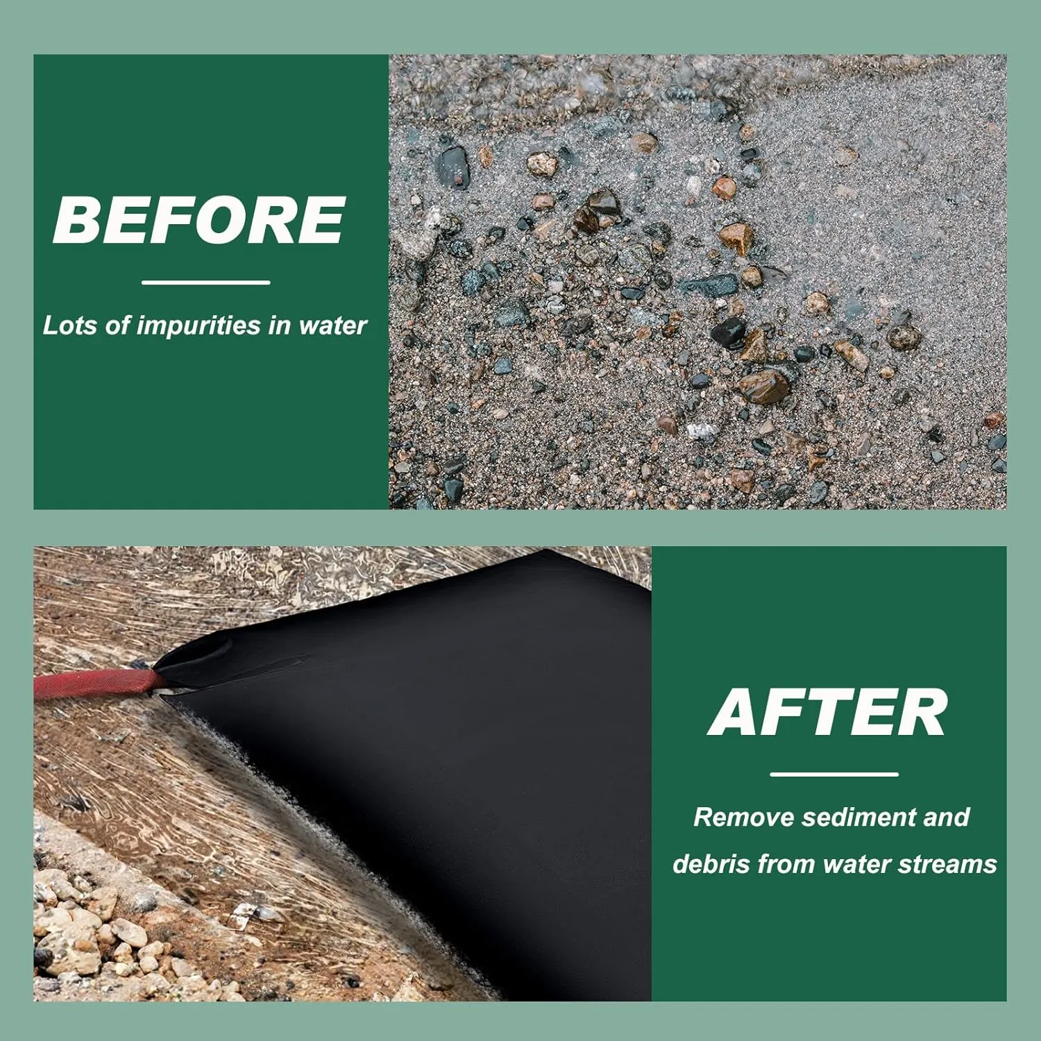 1 Pcs Silt Bags for Dewatering Filter Bag Non Woven Geotextile Fabric Oil Sludge Sediment Filter Bags for Construction, Black (5 x 10 ft)