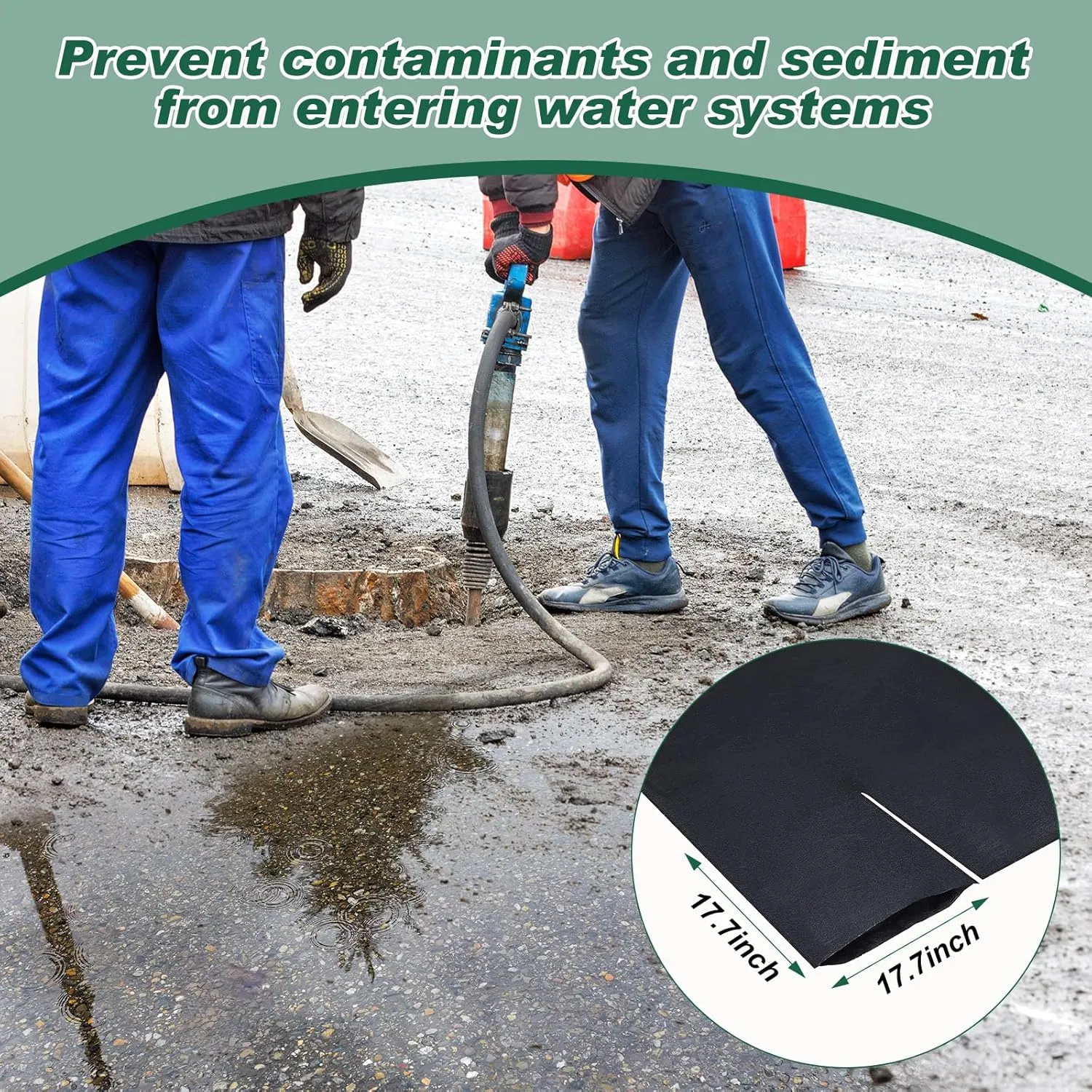 1 Pcs Silt Bags for Dewatering Filter Bag Non Woven Geotextile Fabric Oil Sludge Sediment Filter Bags for Construction, Black (5 x 10 ft)
