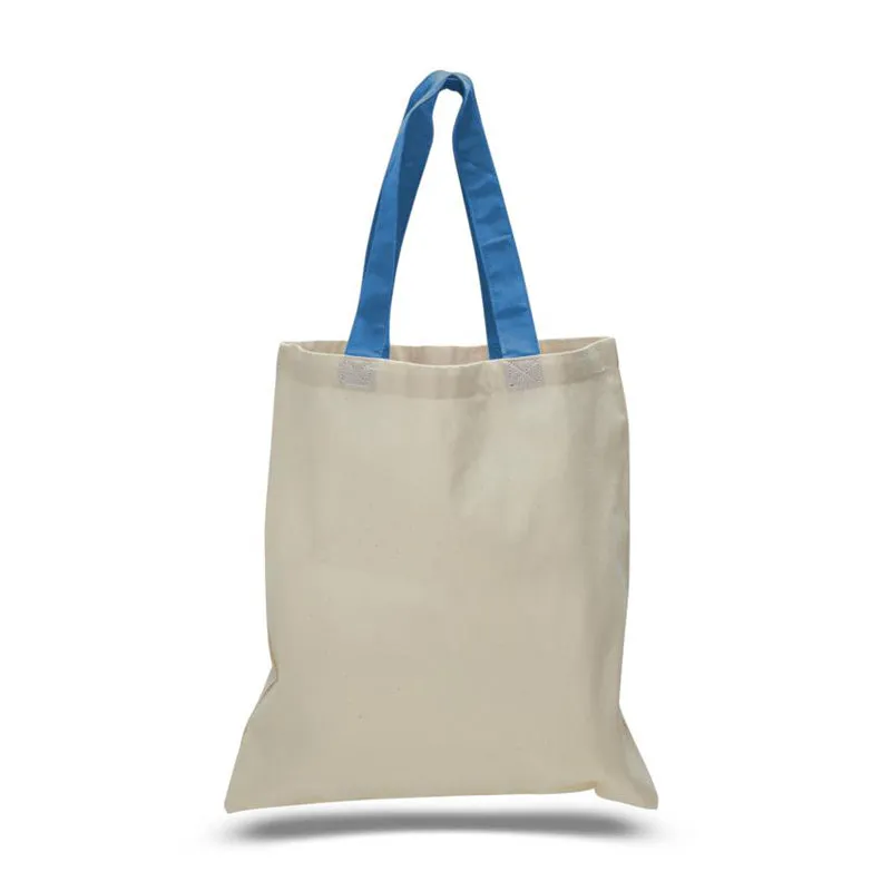 12ct Wholesale Tote Bags With Color Handles 100% Cotton - By Dozen-t2