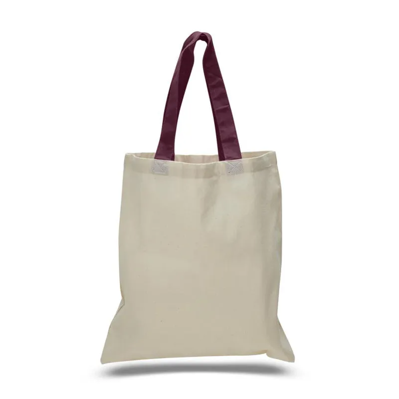 12ct Wholesale Tote Bags With Color Handles 100% Cotton - By Dozen-t2