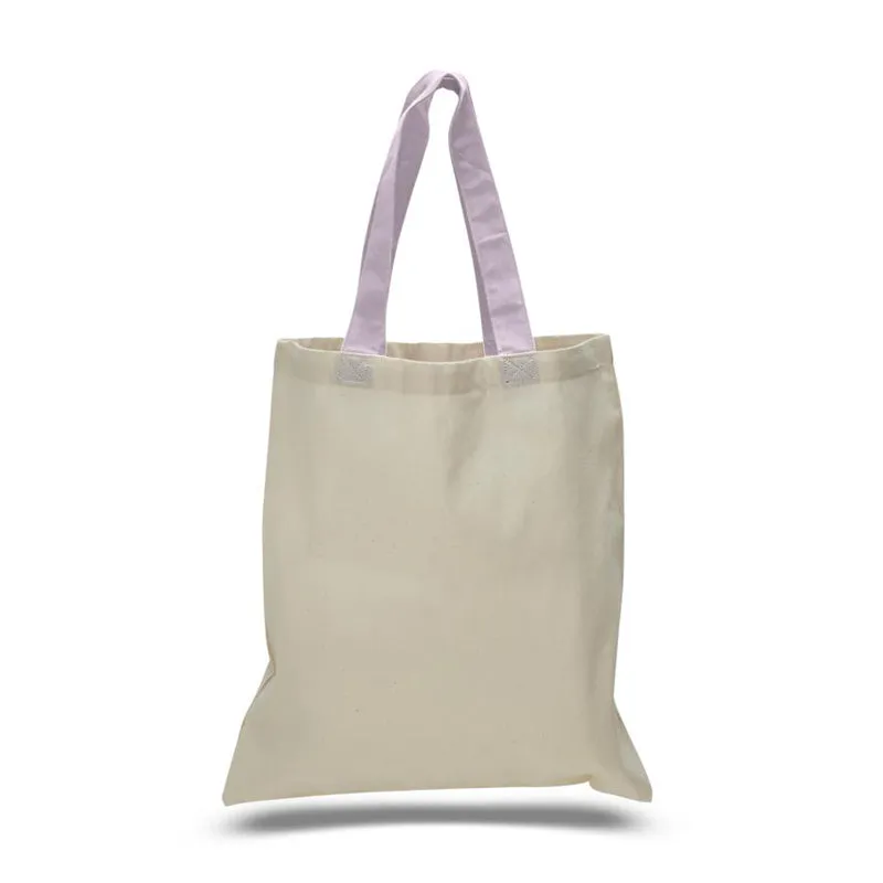 12ct Wholesale Tote Bags With Color Handles 100% Cotton - By Dozen-t2