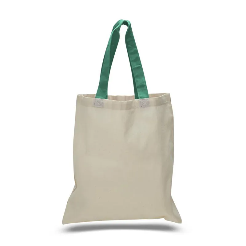 12ct Wholesale Tote Bags With Color Handles 100% Cotton - By Dozen-t2