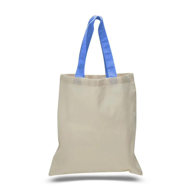 12ct Wholesale Tote Bags With Color Handles 100% Cotton - By Dozen-t2