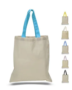 12ct Wholesale Tote Bags With Color Handles 100% Cotton - By Dozen-t2