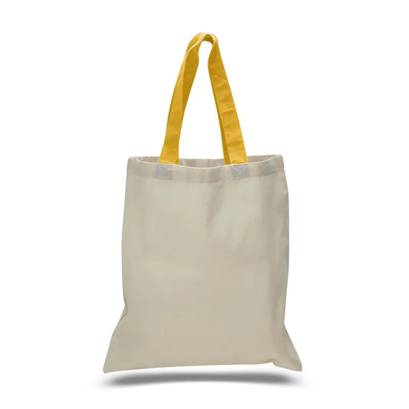 12ct Wholesale Tote Bags With Color Handles 100% Cotton - By Dozen-t2