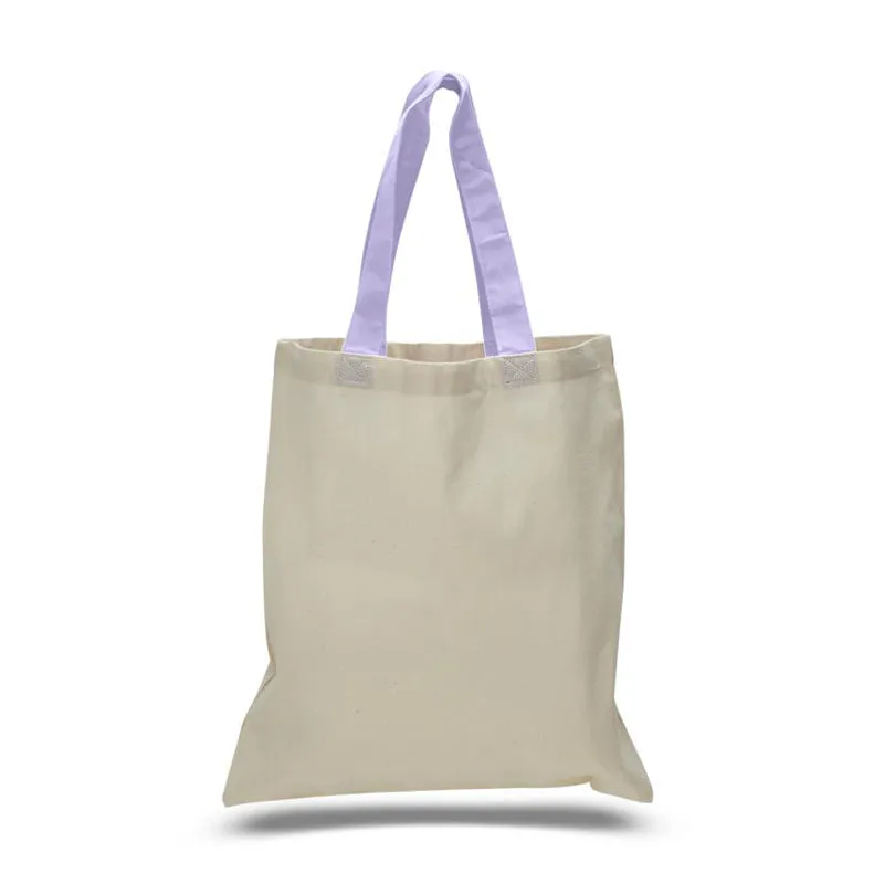 12ct Wholesale Tote Bags With Color Handles 100% Cotton - By Dozen-t2