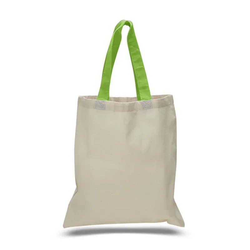 12ct Wholesale Tote Bags With Color Handles 100% Cotton - By Dozen-t2