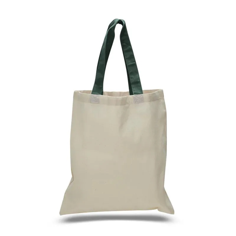 12ct Wholesale Tote Bags With Color Handles 100% Cotton - By Dozen-t2