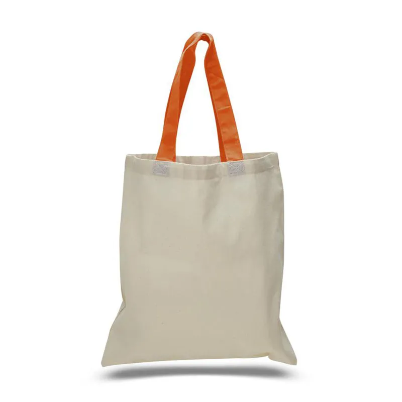 12ct Wholesale Tote Bags With Color Handles 100% Cotton - By Dozen-t2
