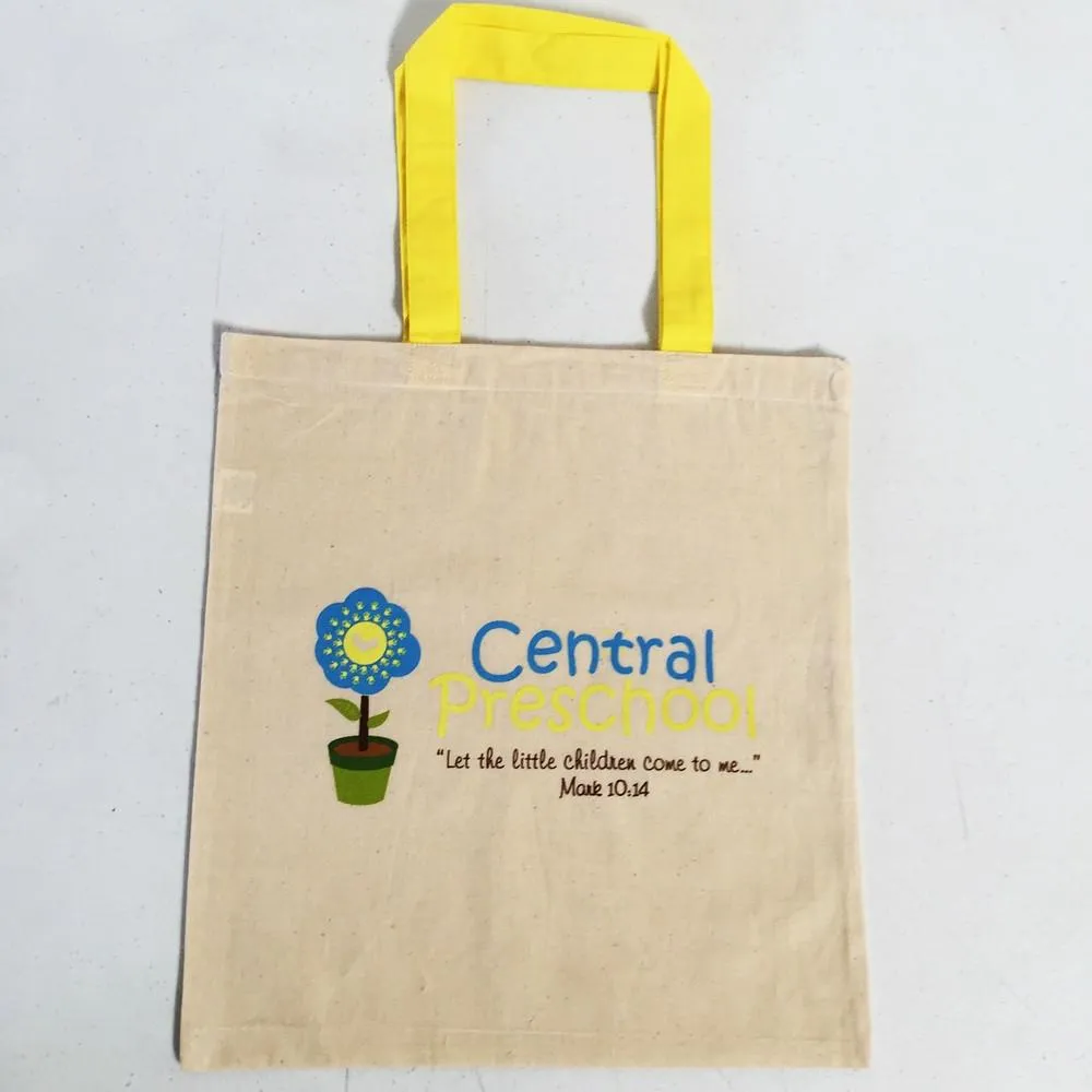 12ct Wholesale Tote Bags With Color Handles 100% Cotton - By Dozen-t2