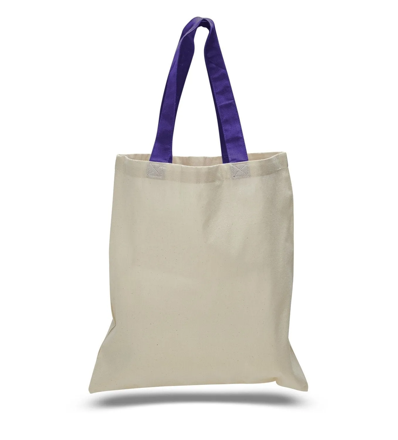 12ct Wholesale Tote Bags With Color Handles 100% Cotton - By Dozen-t2