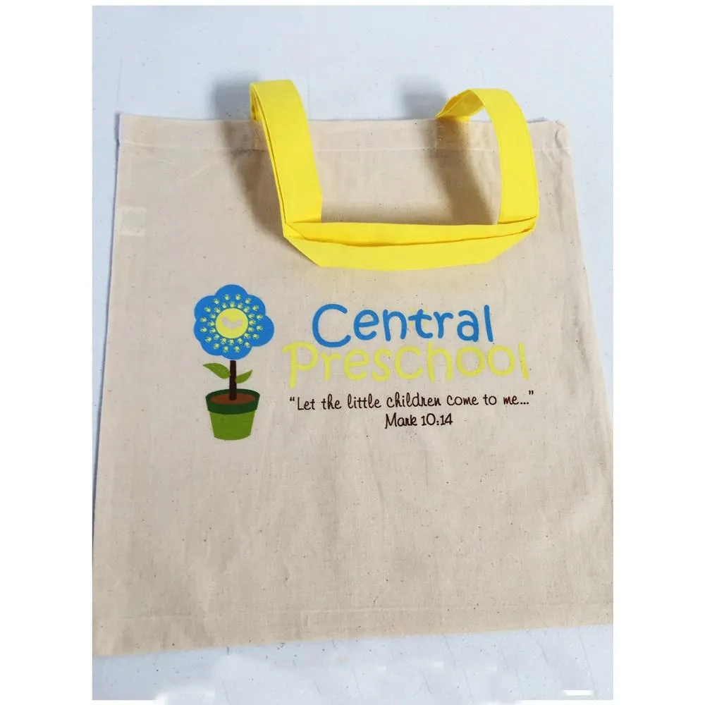 12ct Wholesale Tote Bags With Color Handles 100% Cotton - By Dozen-t2