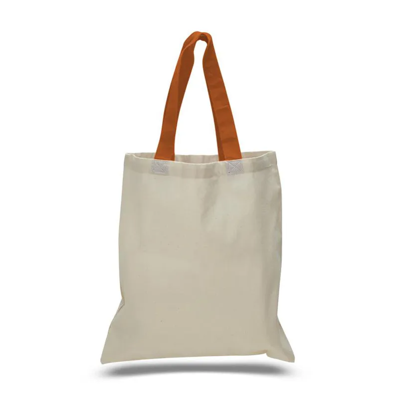 12ct Wholesale Tote Bags With Color Handles 100% Cotton - By Dozen-t2