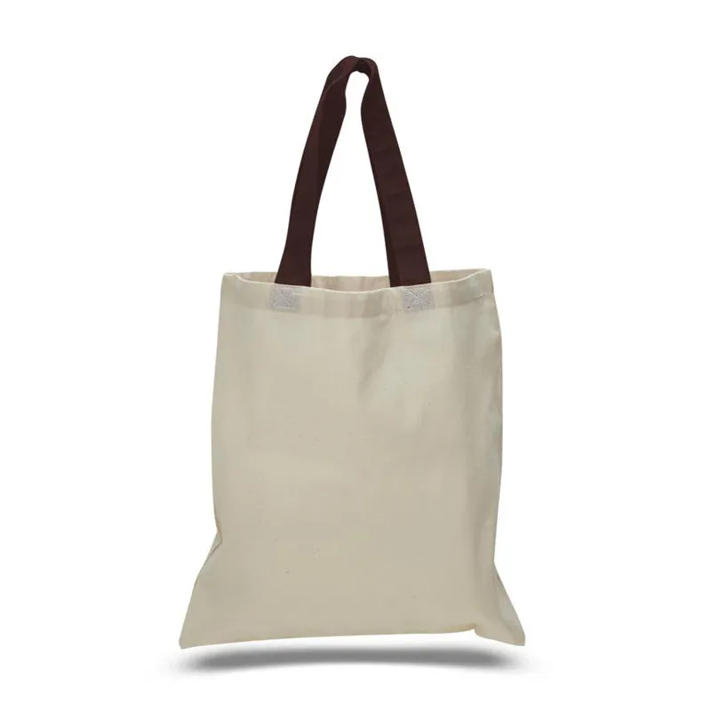 12ct Wholesale Tote Bags With Color Handles 100% Cotton - By Dozen-t2