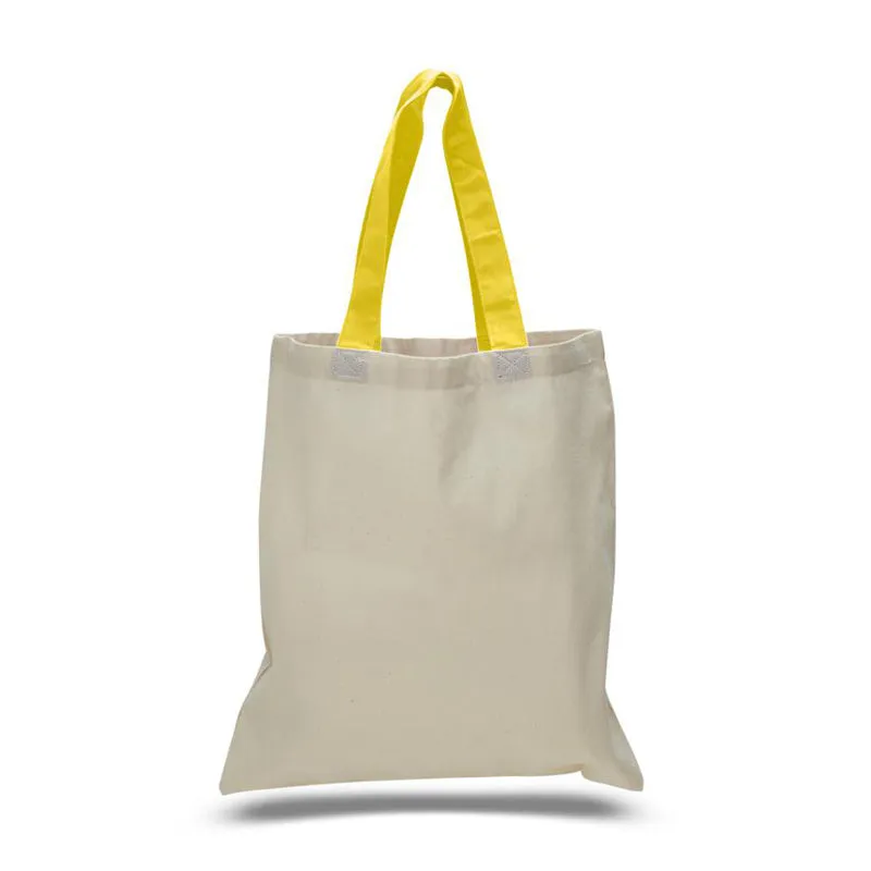 12ct Wholesale Tote Bags With Color Handles 100% Cotton - By Dozen-t2