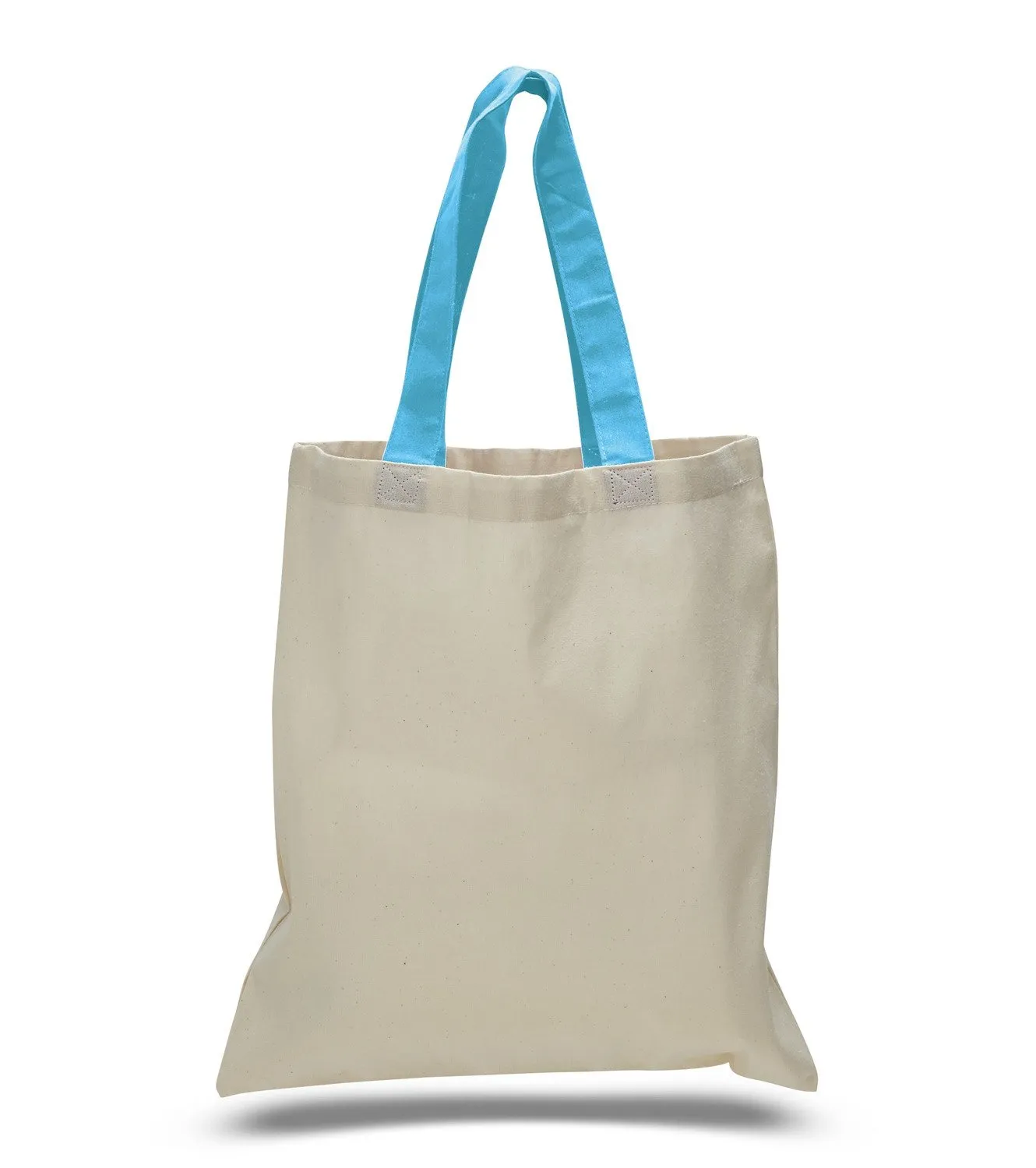 12ct Wholesale Tote Bags With Color Handles 100% Cotton - By Dozen