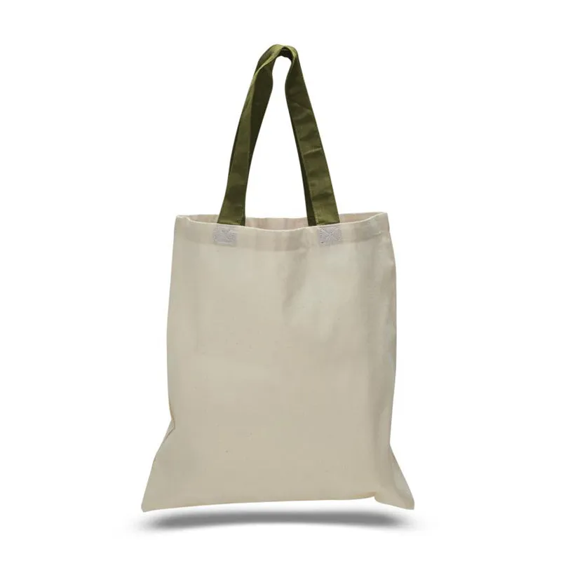 12ct Wholesale Tote Bags With Color Handles 100% Cotton - By Dozen