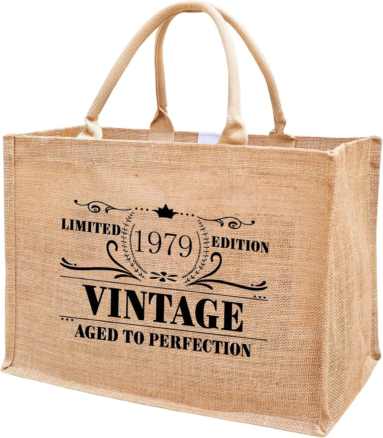 1976 1977 1978 1979 1980 1981 1982 1983 1984 1985 Burlap Jute Tote Bags for Women, 17" x 6.8" x 11.8"