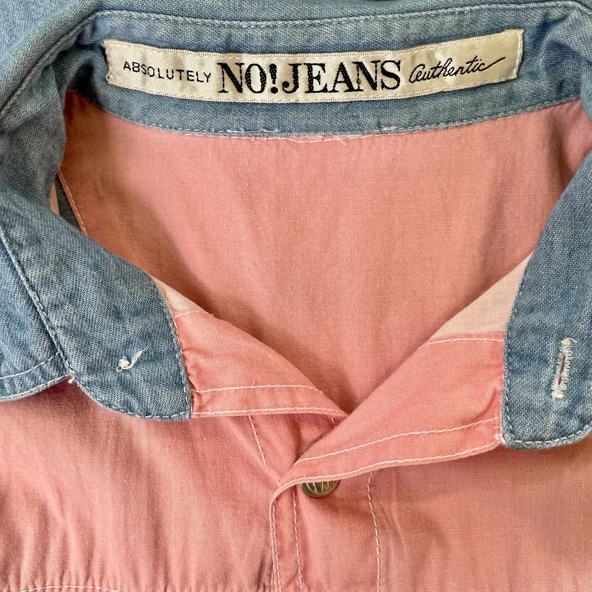 1990's Women's Patchwork Paisley Peach Denim Vintage Cotton Western L/S Shirt Snaps Sz M - OOAK