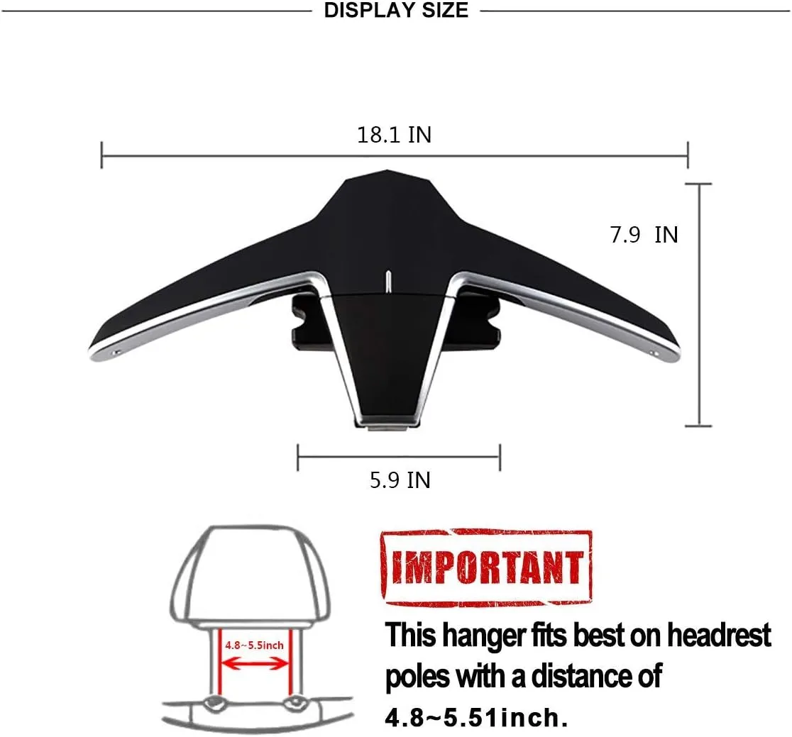 2 Pack Car Back Seat Headrest Hanger for Jacket, Suit, Clothes, Purse, Handbag, Grocery Bags - Multi-Purpose Storage Holder for Car - Black