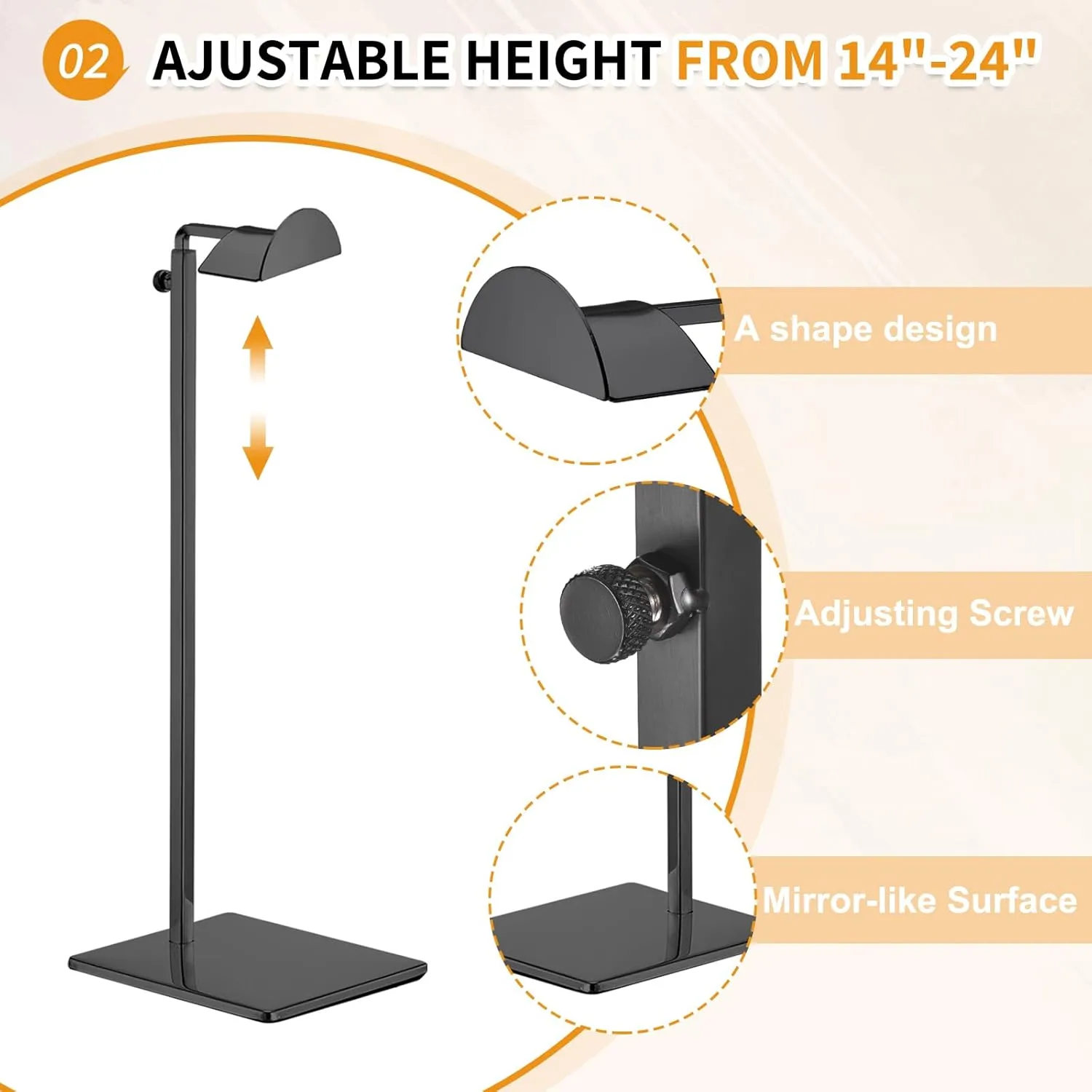 2 Pack - Stainless Steel Purse Display Stands, 400-750mm Adjustable Height Hanging Handbag Rack Appropriate for Boutique Store, Black