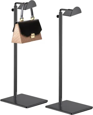 2 Pack - Stainless Steel Purse Display Stands, 400-750mm Adjustable Height Hanging Handbag Rack Appropriate for Boutique Store, Black