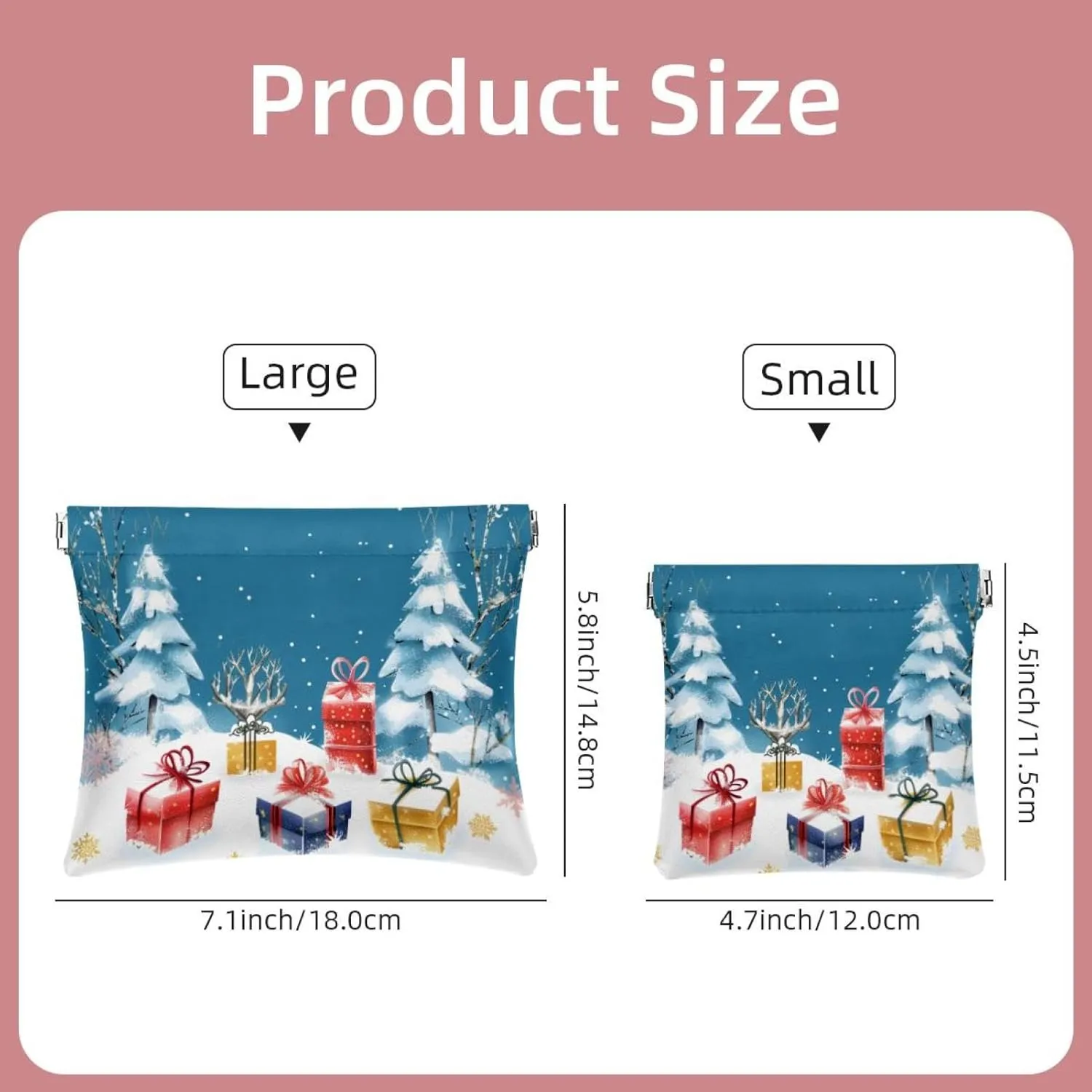 2 PCS Faux Leather Pocket Box, Small Makeup Pouch, Mini Makeup Bag, Multi-functional Shrapnel Storage Bag, Christmas Snowflake Hello Winter