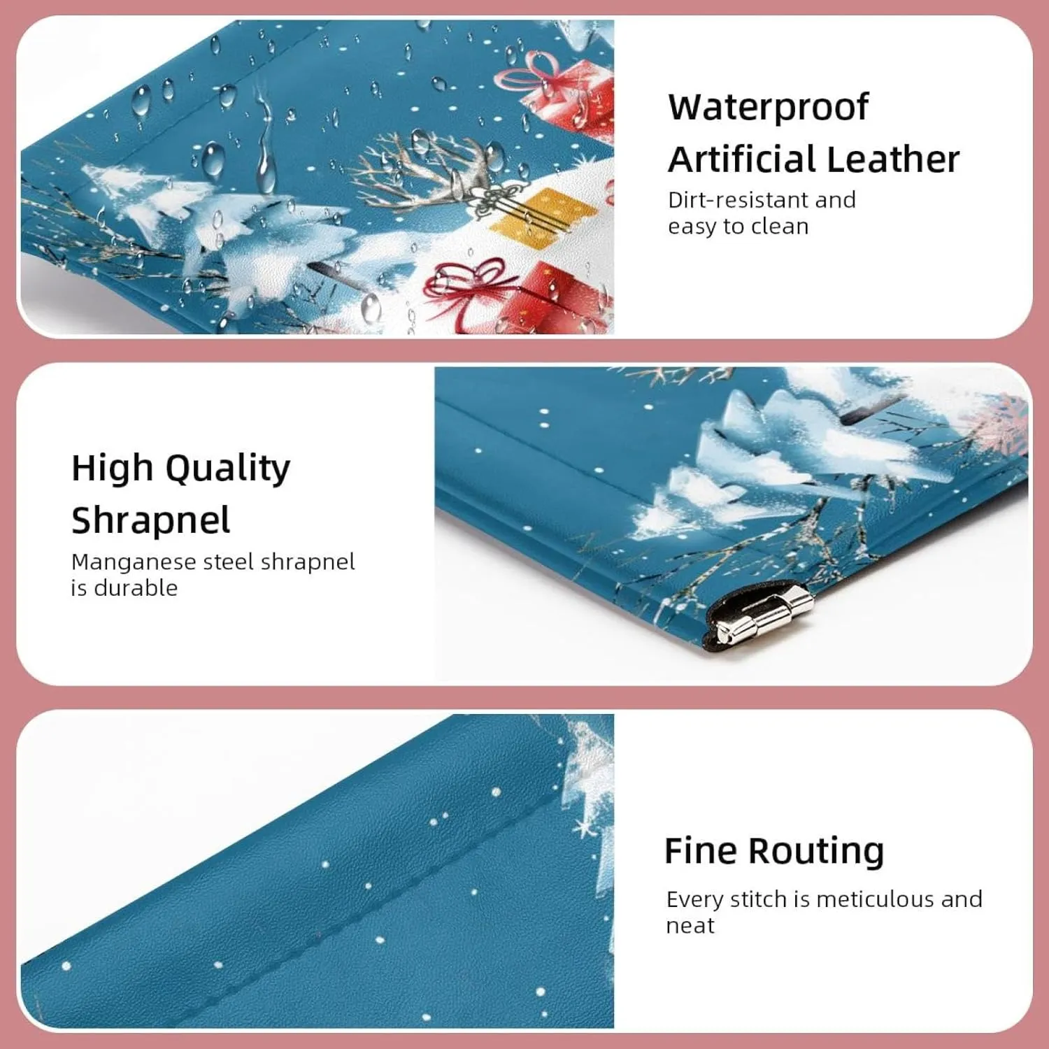 2 PCS Faux Leather Pocket Box, Small Makeup Pouch, Mini Makeup Bag, Multi-functional Shrapnel Storage Bag, Christmas Snowflake Hello Winter