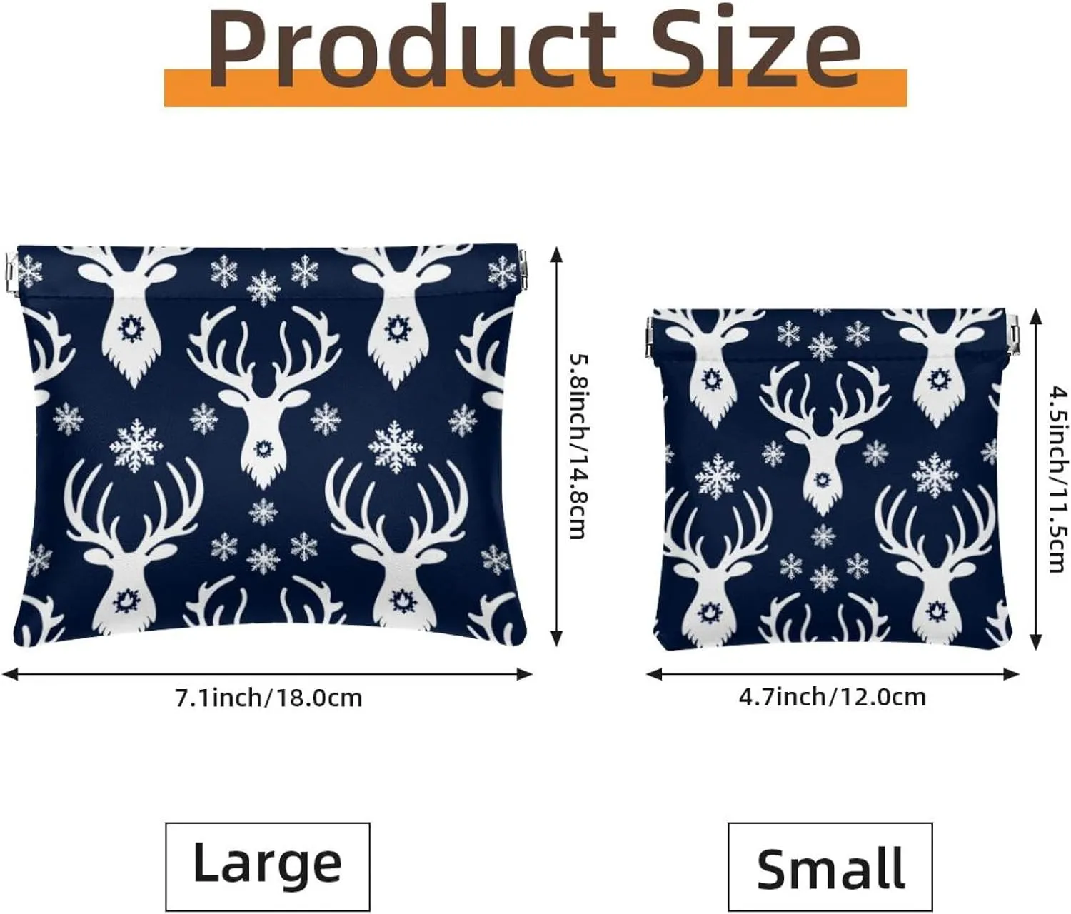 2 Piece Faux Leather Makeup Bag for Purse, Small Travel Kit Storage Pouch, Waterproof Mini Bag Purse, Mini Pocket Makeup Bag for Lipstick, Christmas Snowflake Elk Gift Blue