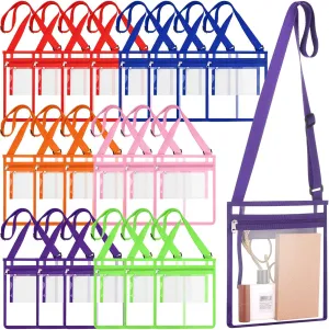 20 Pcs Clear Bag Stadium Approved PVC Clear Crossbody Concert Bag for Gym Travel Beach Swimming