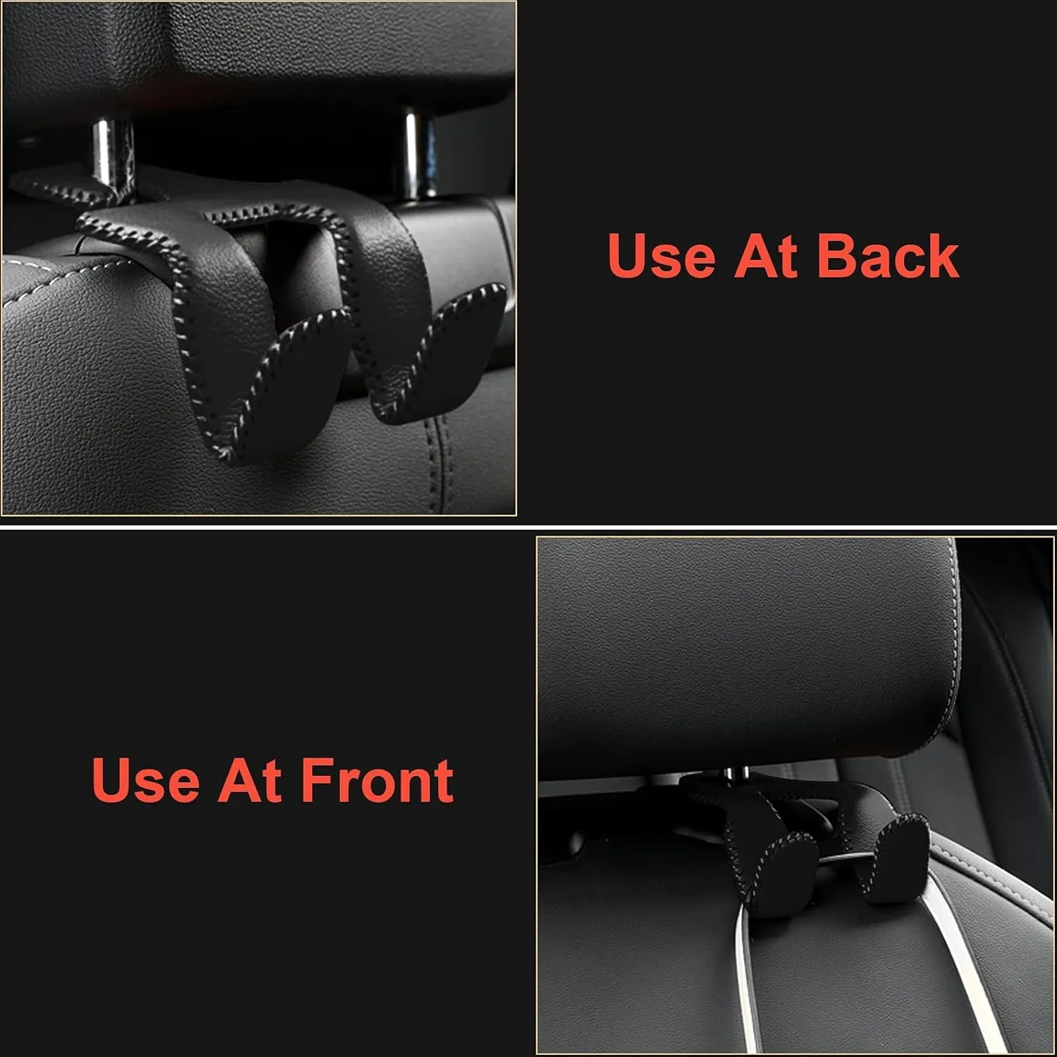 【2021 Upgraded】 Car Purse Hook, 2 in 1 Car Seat Headrest Hooks Durable Hanger Storage Holder Leather Organizer for Hanging Grocery Bags, 2 Pack, Beige