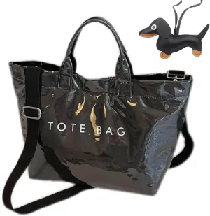 2025 Upgraded PVC Tote Bag for Women with Detachable Crossbody Strap, Letters Print Large Clear Designer Hobo Handbag