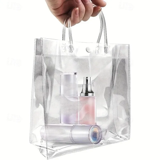 20pcs Reusable Clear Plastic Gift Tote Bags - Premium PVC Gift Wrap Bags for Parties and Events - Durable, Water-Resistant, and Reusable (7.87" X 7.87" X 3.15") for Halloween, Christmas, Wedding, Birt