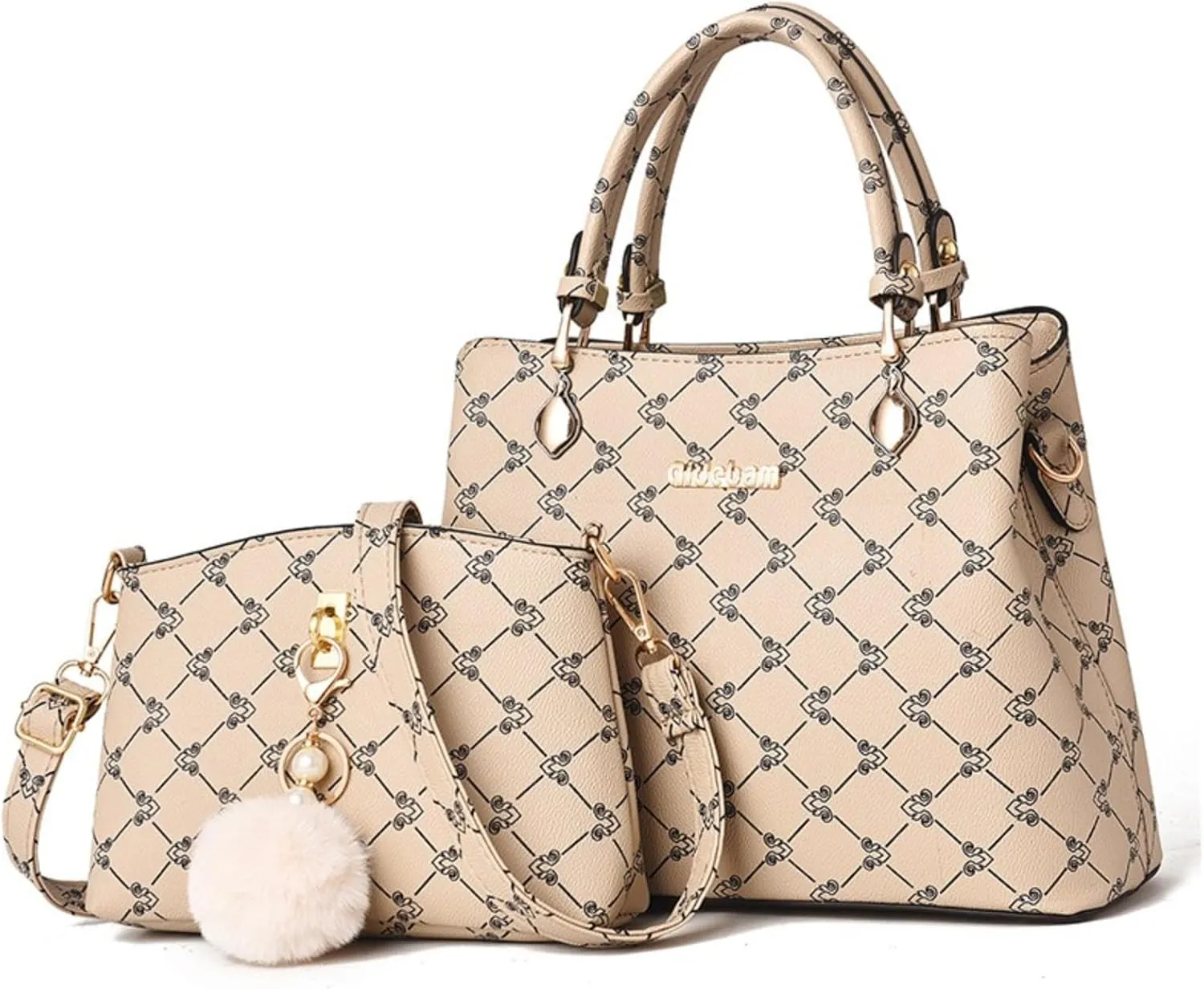 2Pcs Handbags Sets for Women Large Tote Bags Cute Crossbody Purses
