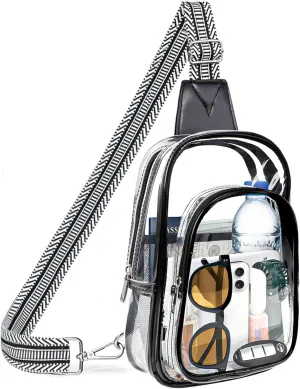 3 Pockets Clear Bag for Stadium Events,Large Crossbody Transparent Concert Sports Bag,Fanny Pack Purse for Women Men