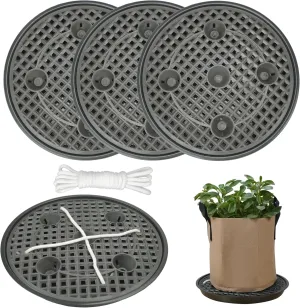 4 Pack 12 inch Self Watering Base for Fabric Grow Bag, Self-watering Plastic Elevated Plant Saucer Stand, Automatic Watering Tray for Non-woven Planter Flower Pot Growth Tent Greenhouse Indoor Outdoor