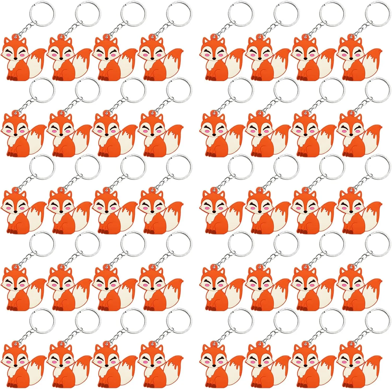 40 Pack Fox Keyring Pack Party Favor for Woodland Party, Camp Baby Shower, Stay Clever Themed Kids Birthday, Wild ONE First Birthday, Gender Reveal