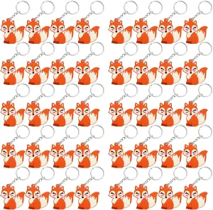40 Pack Fox Keyring Pack Party Favor for Woodland Party, Camp Baby Shower, Stay Clever Themed Kids Birthday, Wild ONE First Birthday, Gender Reveal