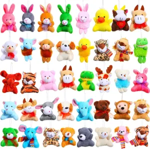 40 Pieces Mini Plush Animals Toys Set Plush Stuffed Animals Bulk Tiny Stuffed Toys for Boys Girls Themed Parties Valentines Day Supplies Presents
