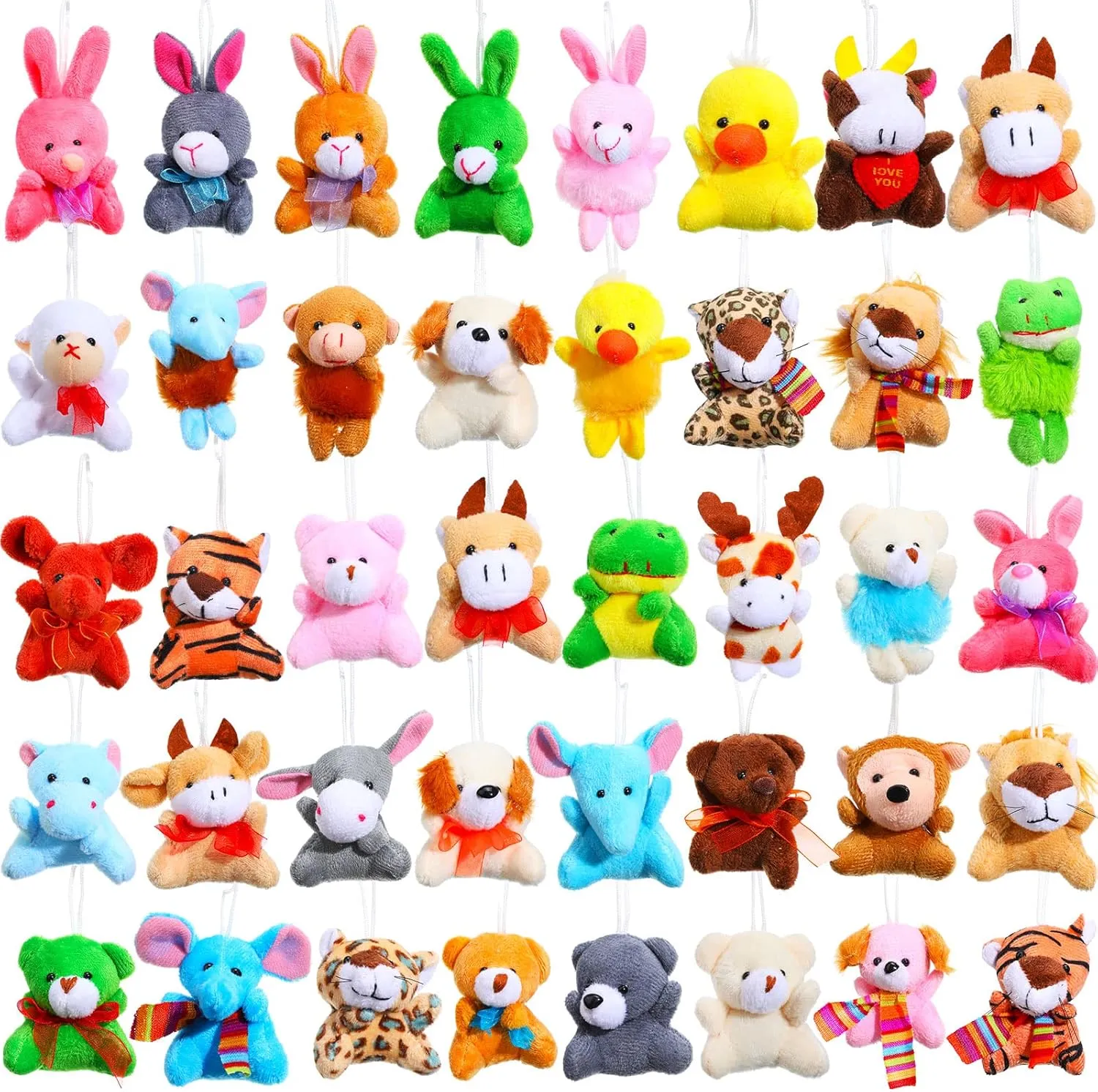 40 Pieces Mini Plush Animals Toys Set Plush Stuffed Animals Bulk Tiny Stuffed Toys for Boys Girls Themed Parties Valentines Day Supplies Presents