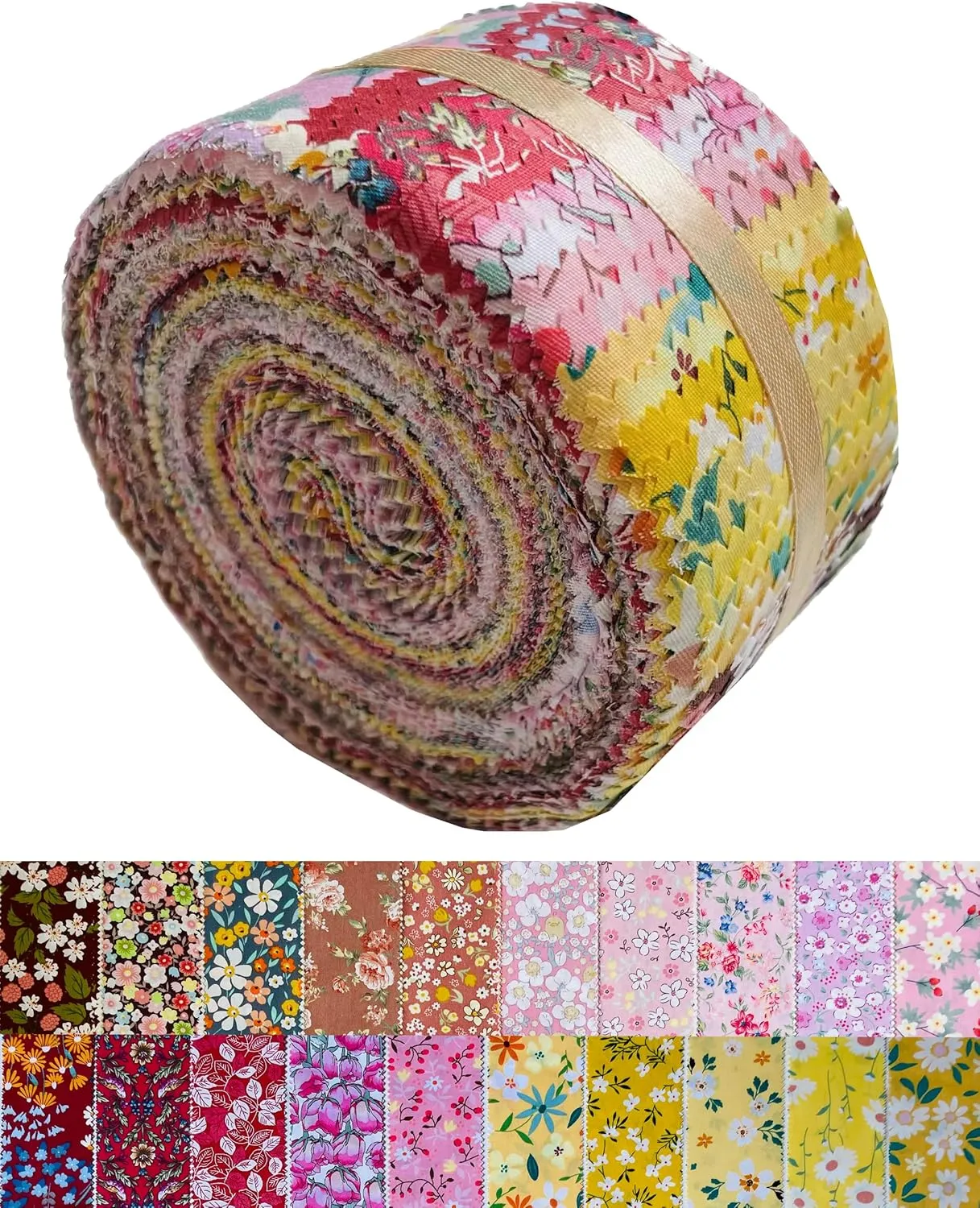 40 Strip Jelly Roll Fabric Strips for Sewing, 100% Cotton Fabric for Quilting Crafting, Precut Fabric Bundles, Patchwork Precut Quilt Squares-2.5" x 44" Afterglow