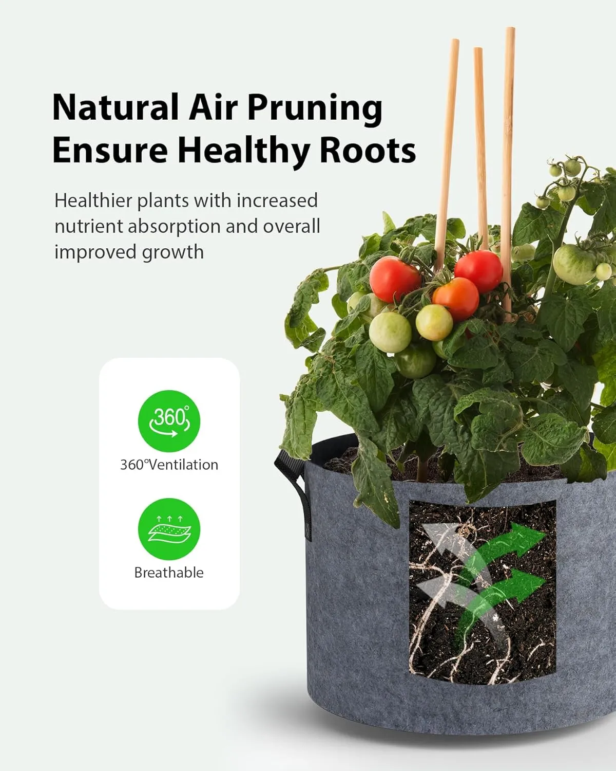 5-Pack Grow Bags 1 Gallon Thickened Plant Grow Bags Multi-Purpose Nonwoven Fabric Pots with Durable Handles, Outdoor Garden Plant Pots for Fruits Vegetables Flowers Herb Bonsai Plants, Gray