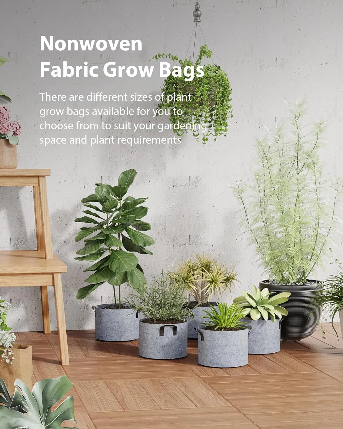 5-Pack Grow Bags 1 Gallon Thickened Plant Grow Bags Multi-Purpose Nonwoven Fabric Pots with Durable Handles, Outdoor Garden Plant Pots for Fruits Vegetables Flowers Herb Bonsai Plants, Gray