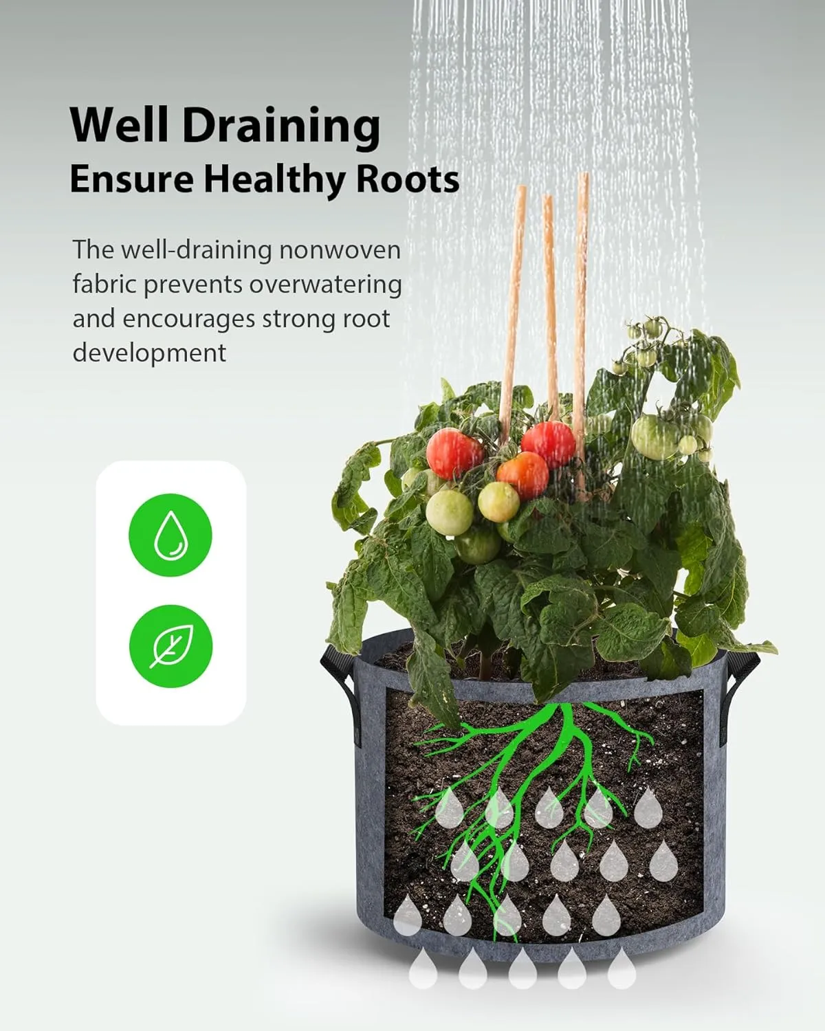 5-Pack Grow Bags 1 Gallon Thickened Plant Grow Bags Multi-Purpose Nonwoven Fabric Pots with Durable Handles, Outdoor Garden Plant Pots for Fruits Vegetables Flowers Herb Bonsai Plants, Gray
