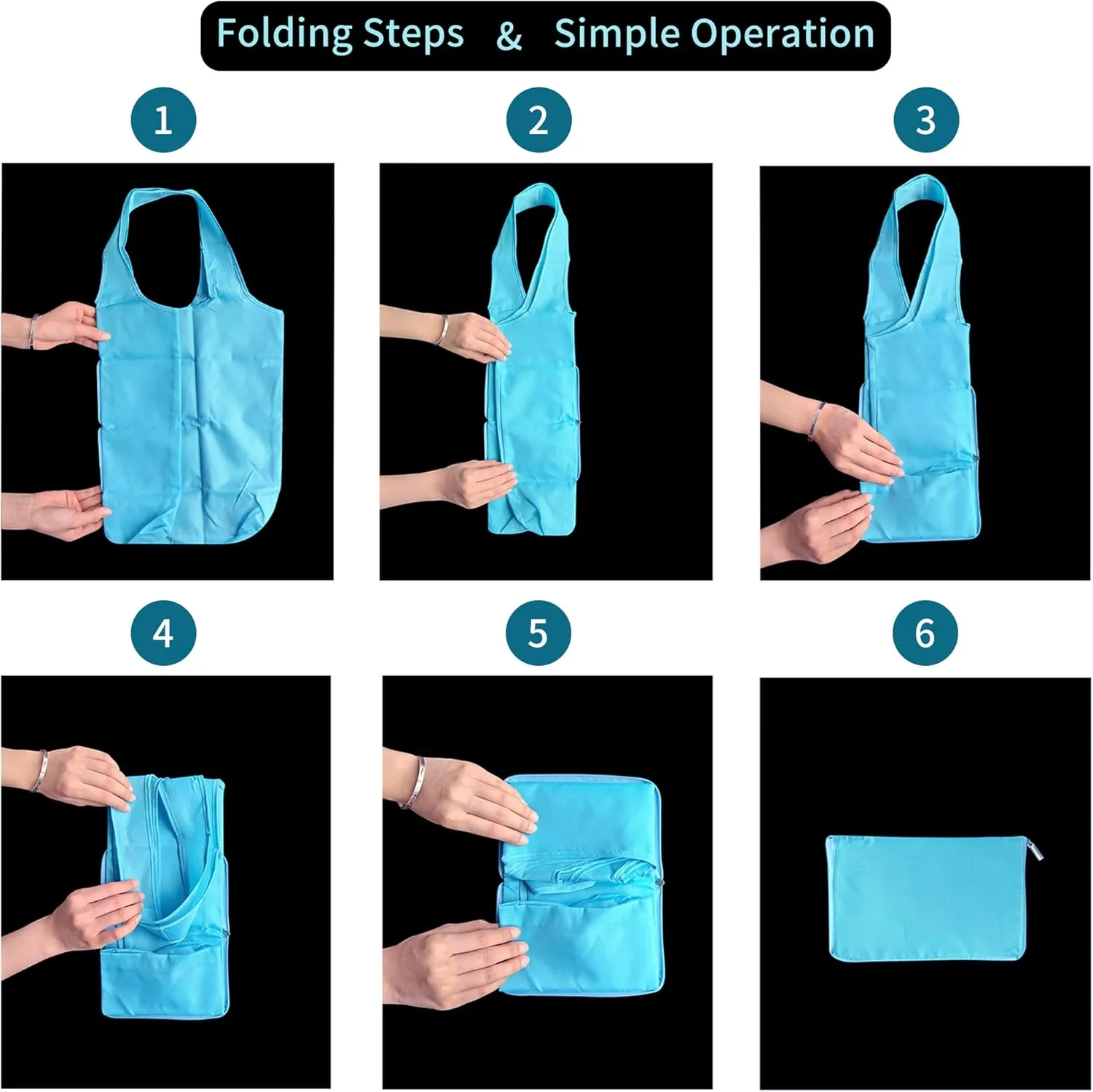 5 pack Portable Ripstop nylon shopping tote bags, large capacity home storage bags grocery bags kitchen bags G-B-2