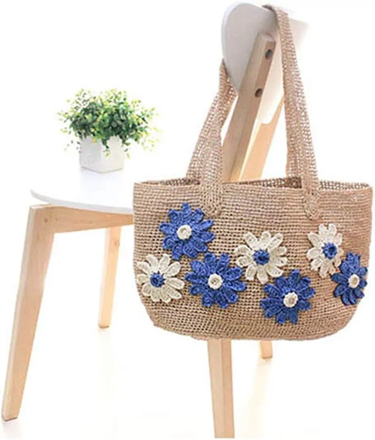 500g Hand Crocheted Cream Raffia Straw Beach Bag & Summer Sun Hat Yarn