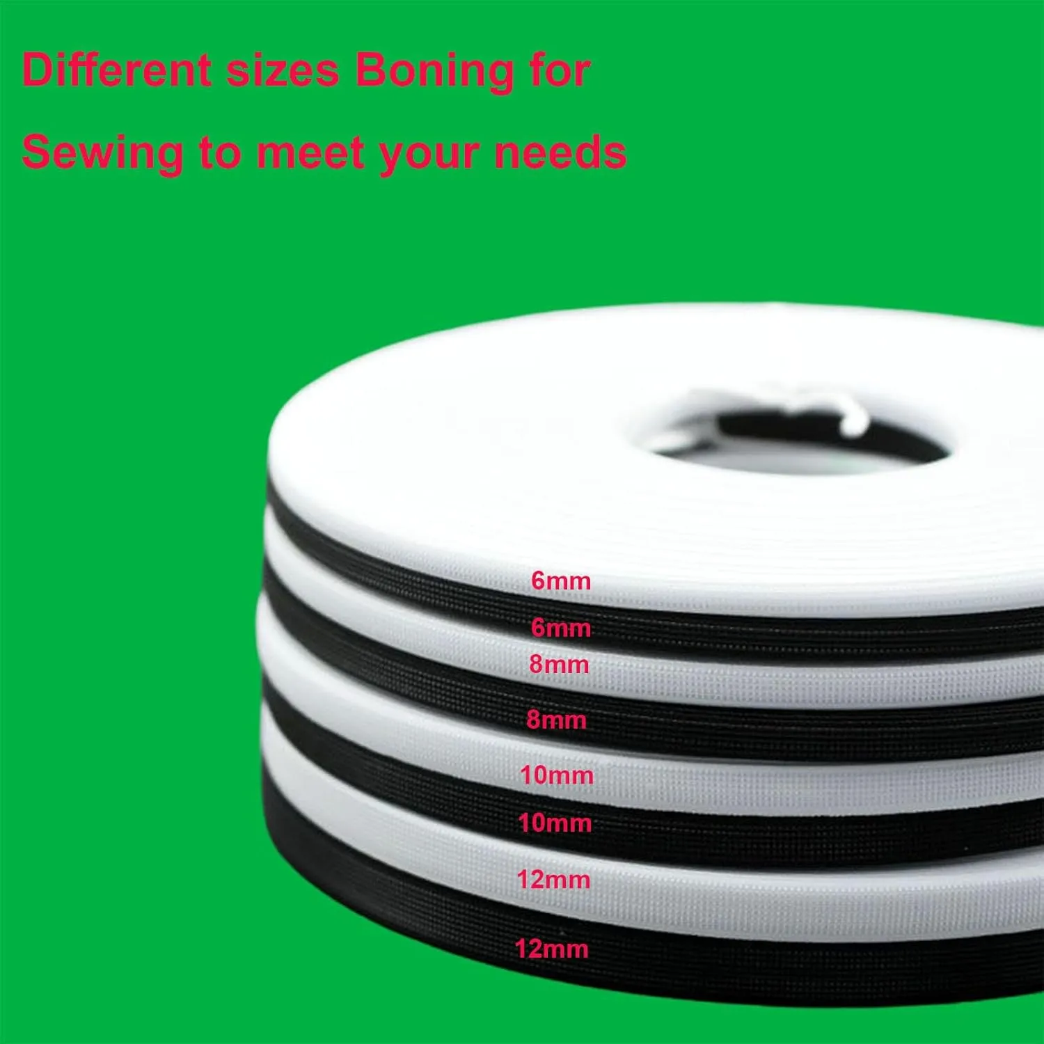 50yards Low-Density Boning for Sewing with Byretractable Measuring Tape, to Meet Your Daily Work Needs, Can Be Used to Make Corsets, Bodycon Dresses, Bags, and Wedding Gowns (10mm White)
