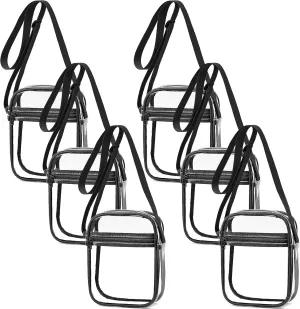 6 Pack Stadium Approved PVC Purse Bag with Front Pocket and Adjustable Strap, Clear Crossbody Bag for Travel, Concerts, Sports, Festivals