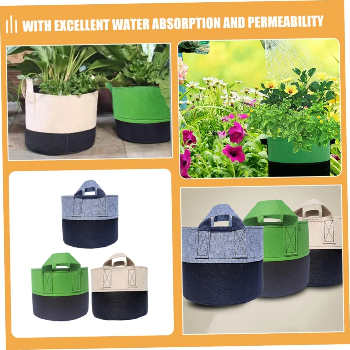 6pcs Plant Growing Bags Garden Fleece Bags for Plants Portable Nursery Pouch Root Formation Bags Fabric Pots for Home Use