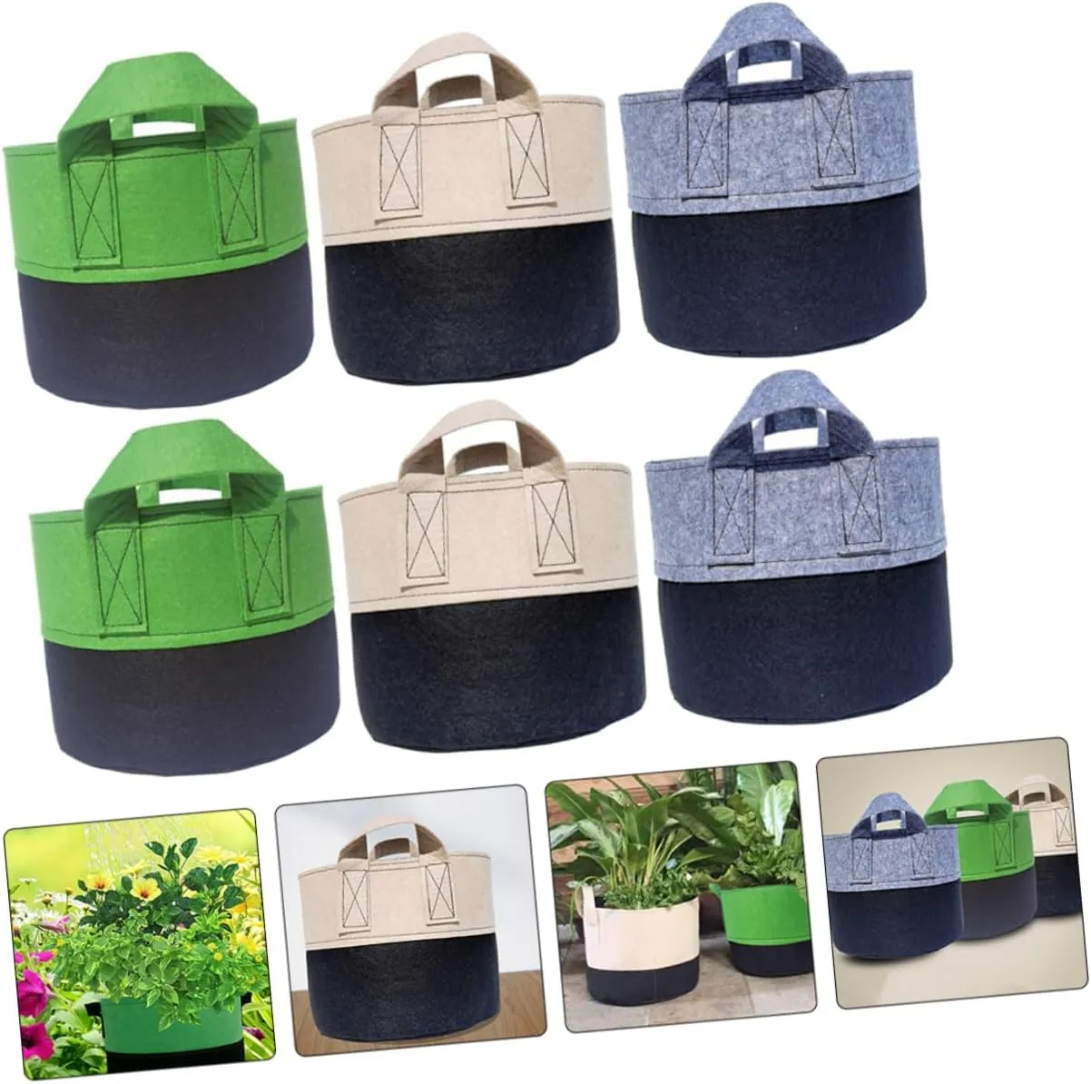 6pcs Plant Growing Bags Garden Fleece Bags for Plants Portable Nursery Pouch Root Formation Bags Fabric Pots for Home Use